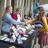 An image of students talking about the study away program. 