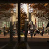 Temple University students walking across Man Campus.